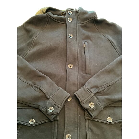 Vans Button Up Sweatshirt Hoodie with Camo lined hood Button Cuffs Pockets Large - Picture 1 of 7